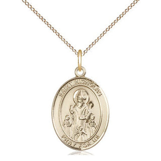 14kt Gold Saint Nicholas Medal Engraved Catholic Saint Jewelry