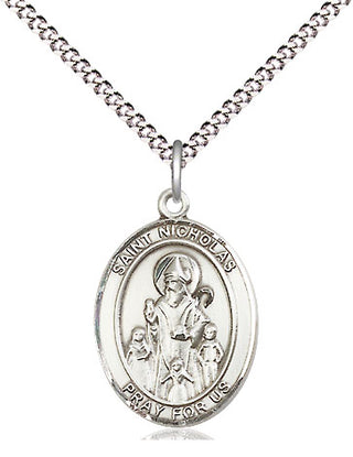 Pewter Saint Nicholas Medal Religious Jewelry Engraved Catholic Saint Jewelry