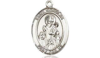 Pewter Saint Nicholas Medal Engraved Catholic Saint Jewelry