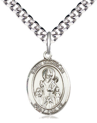 Pewter Saint Nicholas Medal Religious Jewelry Engraved Catholic Saint Jewelry