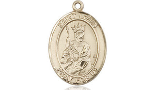 14kt Gold Filled Saint Louis Medal Engraved Catholic Saint Jewelry