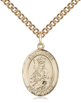 14kt Gold Filled Saint Louis Medal Religious Jewelry Engraved Catholic Saint Jewelry
