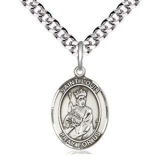 Pewter Saint Louis Medal Religious Jewelry Engraved Catholic Saint Jewelry