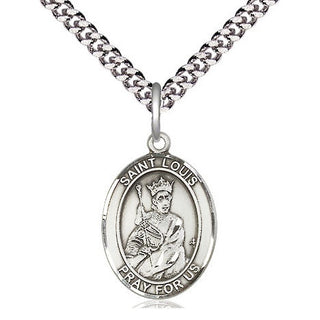 Pewter Saint Louis Medal Religious Jewelry Engraved Catholic Saint Jewelry