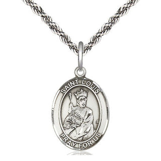 Sterling Silver Saint Louis Medal Religious Jewelry Engraved Catholic Saint Jewelry
