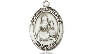 Sterling Silver Our Lady of Loretto Medal Engraved Catholic Saint Jewelry