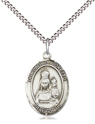 Sterling Silver Our Lady of Loretto Medal Religious Jewelry Engraved Catholic Saint Jewelry