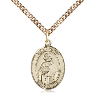 14kt Gold Saint Philip the Apostle Medal Engraved Catholic Saint Jewelry