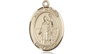 14kt Gold Filled Saint Patrick Medal Engraved Catholic Saint Jewelry