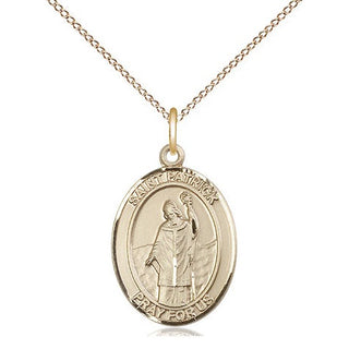 14kt Gold Filled Saint Patrick Medal Religious Jewelry Engraved Catholic Saint Jewelry