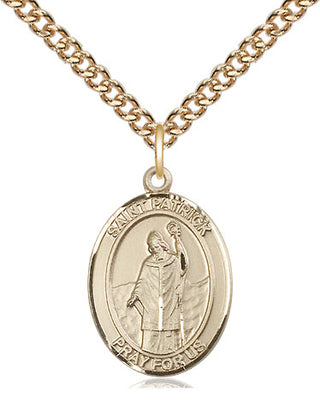 14kt Gold Filled Saint Patrick Medal Religious Jewelry Engraved Catholic Saint Jewelry