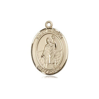 14kt Gold Saint Patrick Medal Engraved Catholic Saint Jewelry