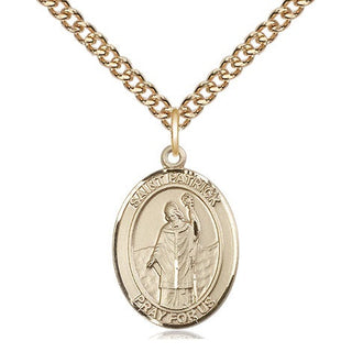 14kt Gold Saint Patrick Medal Engraved Catholic Saint Jewelry