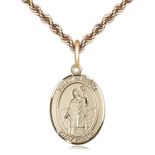 14kt Gold Saint Patrick Medal Engraved Catholic Saint Jewelry