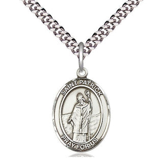 Pewter Saint Patrick Medal Religious Jewelry Engraved Catholic Saint Jewelry