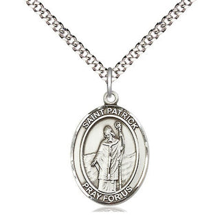 Pewter Saint Patrick Medal Religious Jewelry Engraved Catholic Saint Jewelry