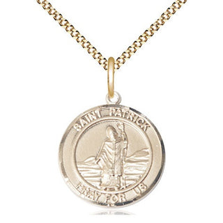 14kt Gold Filled Saint Patrick Medal Religious Jewelry Engraved Catholic Saint Jewelry