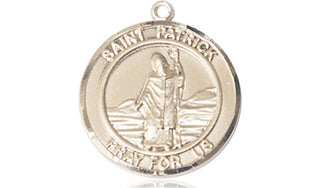 14kt Gold Saint Patrick Medal Engraved Catholic Saint Jewelry