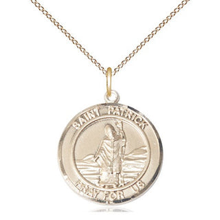 14kt Gold Saint Patrick Medal Engraved Catholic Saint Jewelry