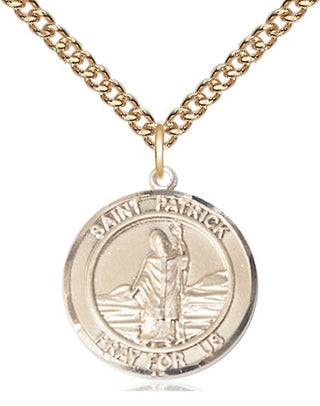14kt Gold Saint Patrick Medal Engraved Catholic Saint Jewelry