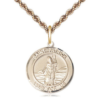14kt Gold Saint Patrick Medal Engraved Catholic Saint Jewelry