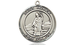 Pewter Saint Patrick Medal Engraved Catholic Saint Jewelry