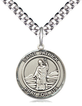 Pewter Saint Patrick Medal Religious Jewelry Engraved Catholic Saint Jewelry
