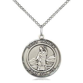 Sterling Silver Saint Patrick Medal Religious Jewelry Engraved Catholic Saint Jewelry