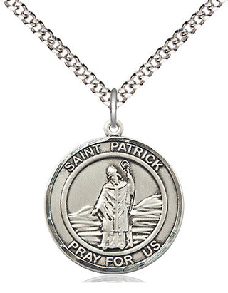 Sterling Silver Saint Patrick Medal Religious Jewelry Engraved Catholic Saint Jewelry