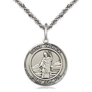 Sterling Silver Saint Patrick Medal Religious Jewelry Engraved Catholic Saint Jewelry