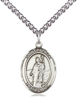 Sterling Silver Saint Patrick Medal Religious Jewelry Engraved Catholic Saint Jewelry
