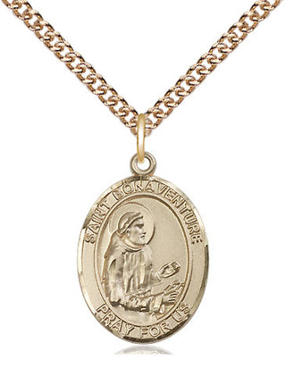 14kt Gold Saint Bonaventure Medal Engraved Catholic Saint Jewelry