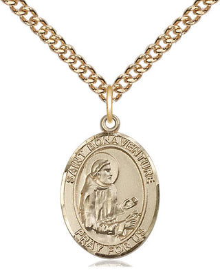 14kt Gold Saint Bonaventure Medal Engraved Catholic Saint Jewelry