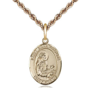 14kt Gold Saint Bonaventure Medal Engraved Catholic Saint Jewelry