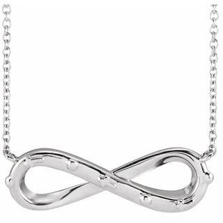 14K White Infinity Rosary 18" Necklace 