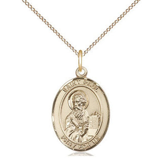 14kt Gold Saint Paul the Apostle Medal Engraved Catholic Saint Jewelry