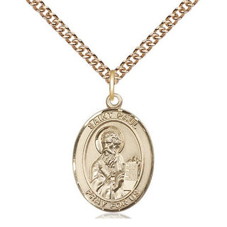 14kt Gold Saint Paul the Apostle Medal Engraved Catholic Saint Jewelry