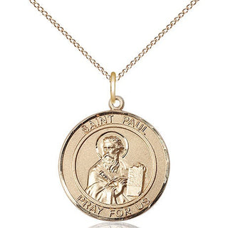 14kt Gold Filled Saint Paul the Apostle Medal Religious Jewelry Engraved Catholic Saint Jewelry