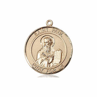 14kt Gold Saint Paul the Apostle Medal Engraved Catholic Saint Jewelry