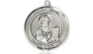 Pewter Saint Paul the Apostle Medal Engraved Catholic Saint Jewelry