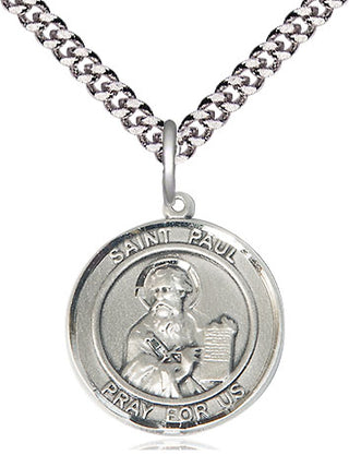 Pewter Saint Paul the Apostle Medal Religious Jewelry Engraved Catholic Saint Jewelry