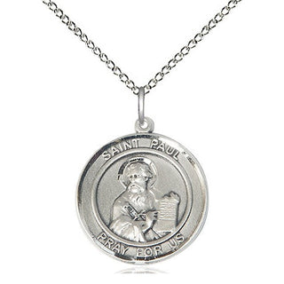 Sterling Silver Saint Paul the Apostle Medal Religious Jewelry Engraved Catholic Saint Jewelry