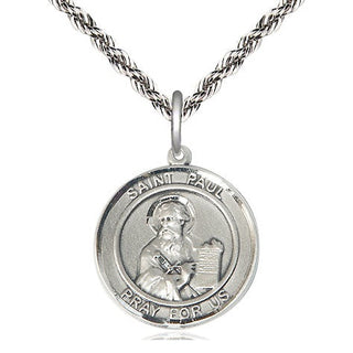 Sterling Silver Saint Paul the Apostle Medal Religious Jewelry Engraved Catholic Saint Jewelry