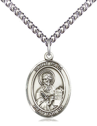 Sterling Silver Saint Paul the Apostle Medal Religious Jewelry Engraved Catholic Saint Jewelry