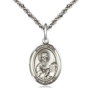 Sterling Silver Saint Paul the Apostle Medal Religious Jewelry Engraved Catholic Saint Jewelry