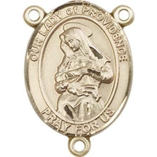 14kt Gold Our Lady of Providence Rosary Center Rosary Center Engraved Catholic Saint Jewelry