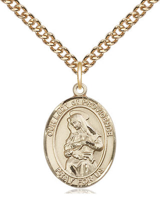 14kt Gold Filled Our Lady of Providence Medal Religious Jewelry Engraved Catholic Saint Jewelry