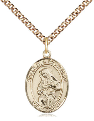 14kt Gold Our Lady of Providence Medal Engraved Catholic Saint Jewelry