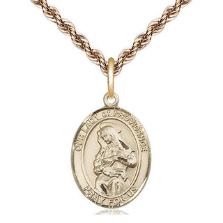 14kt Gold Our Lady of Providence Medal Engraved Catholic Saint Jewelry