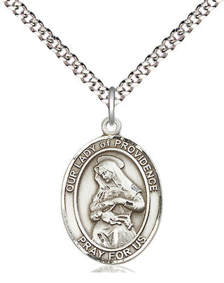 Pewter Our Lady of Providence Medal Religious Jewelry Engraved Catholic Saint Jewelry